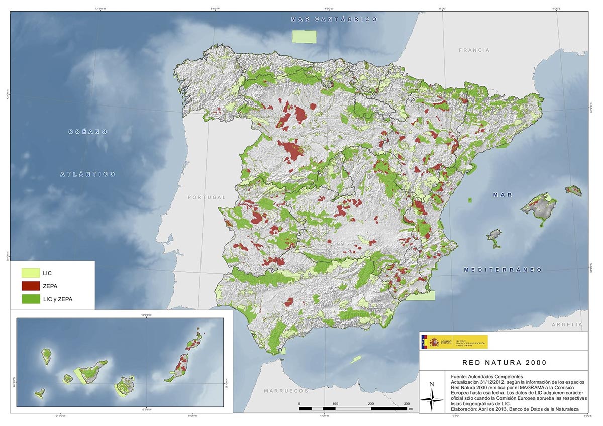 Mapa de los Espacios Red Natura 2000 de España